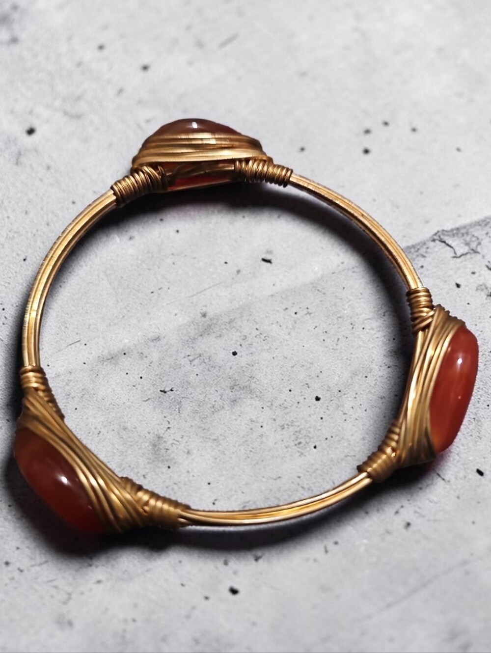 Sassified Boutique Nwt Gold Wire-Wrapped Bracelet with Orange Gemstones